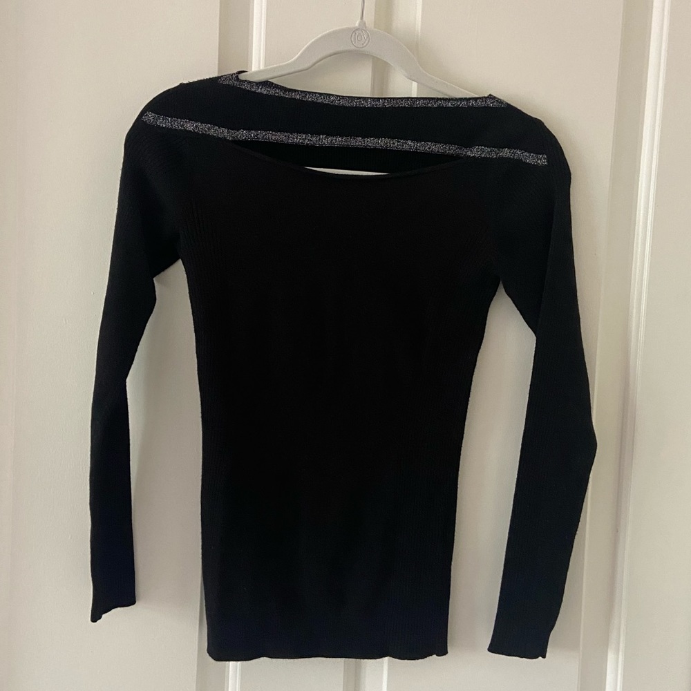 Frame Denim Black Sweater with Gray Accents